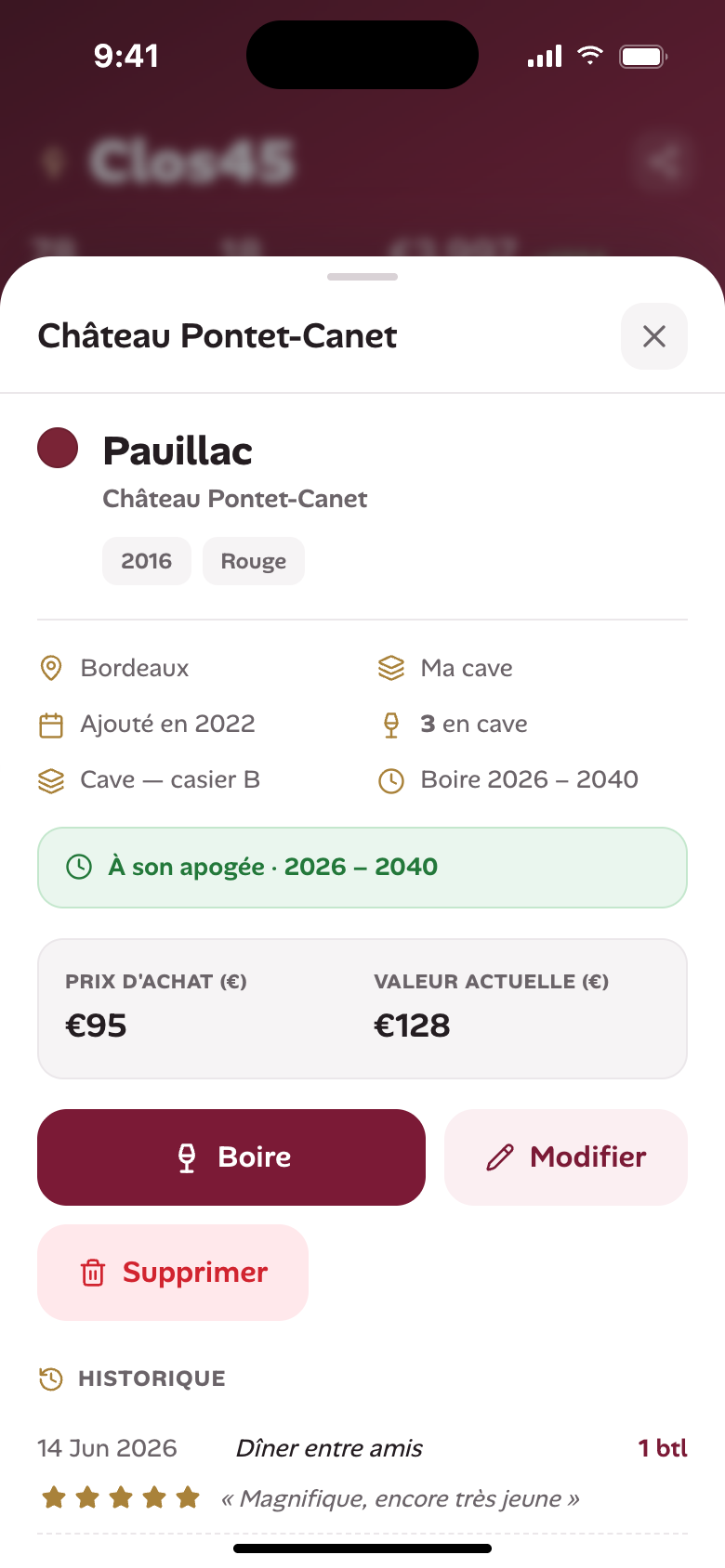 Détail d'un vin